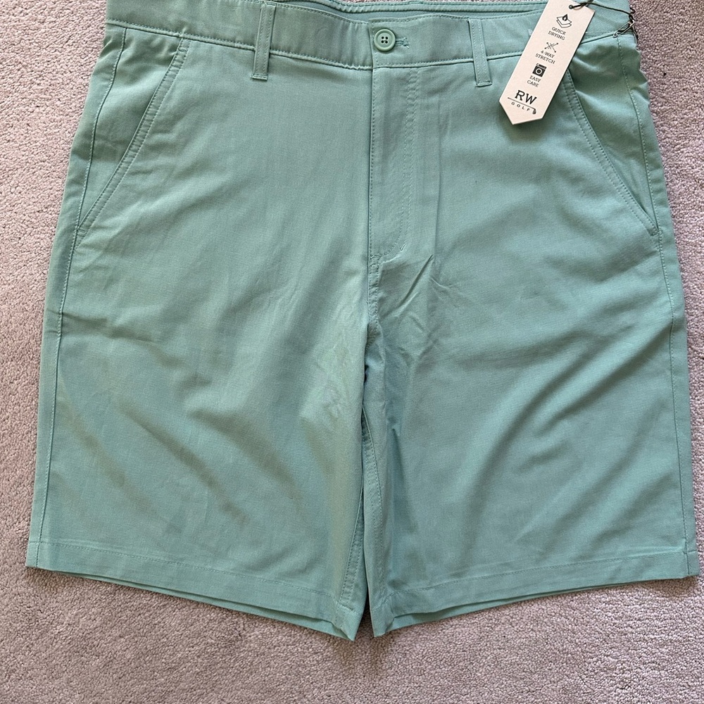 Rorie Whelan Golf Shorts Mens Size 34 9" Inseam Sea Foam Green Performance